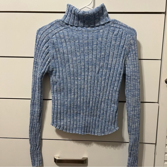Energie Blue Turtleneck Ribbed Sweater - Picture 3 of 5